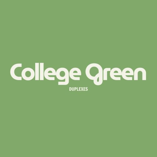 A green background with the words College Green Duplexes.